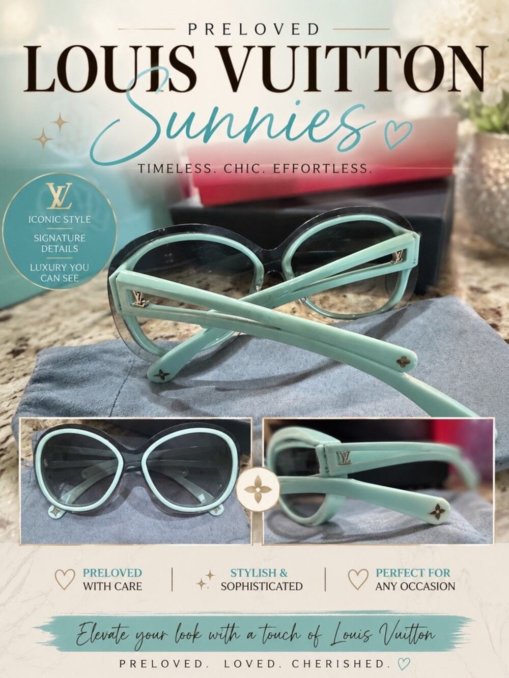 KB070 Louis Vuitton Mint sunglasses*Fabulous Pre-Loved